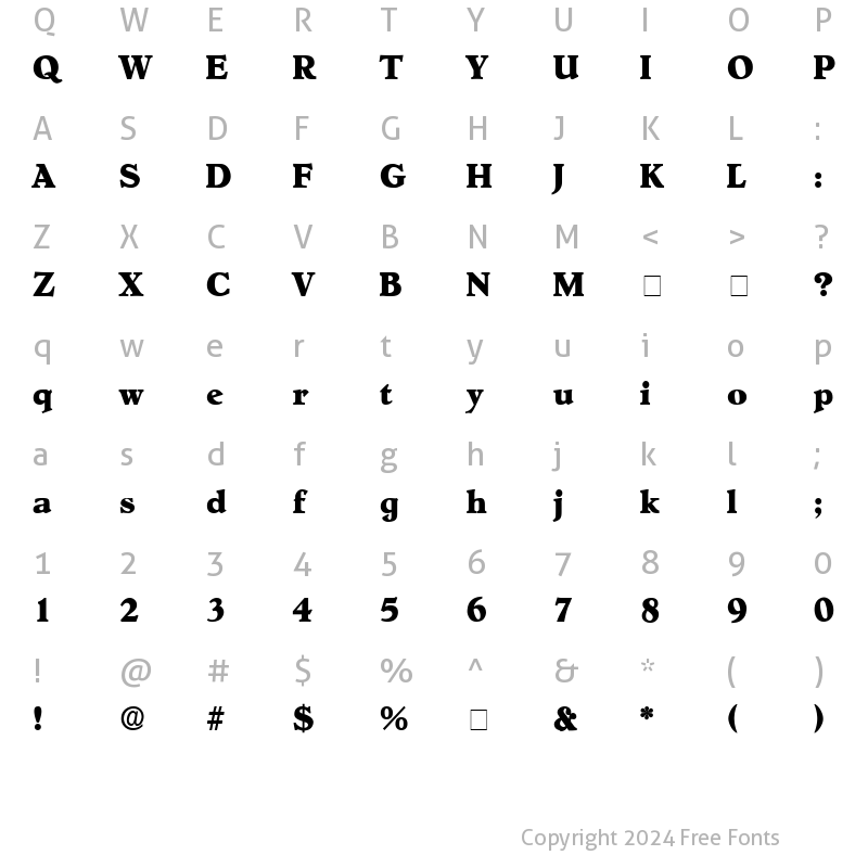 Character Map of Negotiat Display SSi Regular