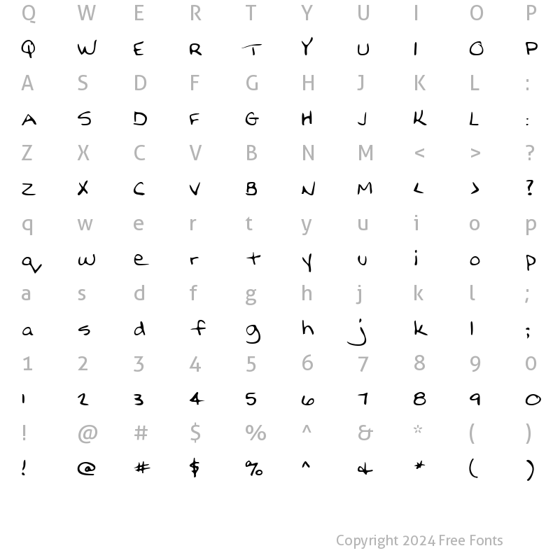 Character Map of NellysHand Regular