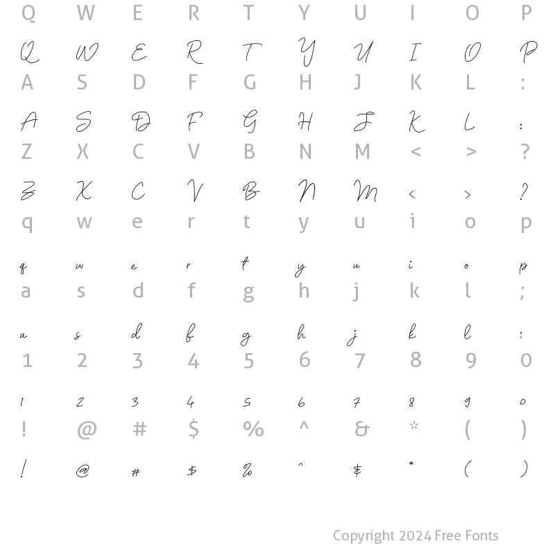 Character Map of Nellyta Regular