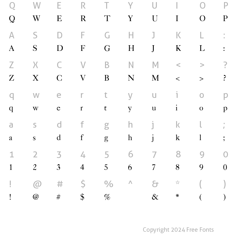 Character Map of Nelsie-Light Regular