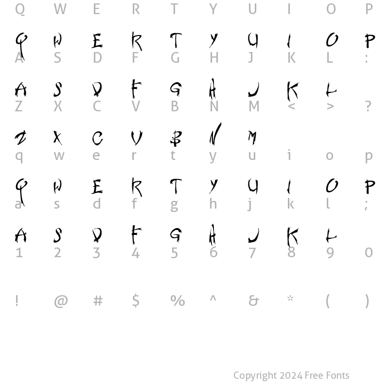 Character Map of Nemesis Shareware Regular