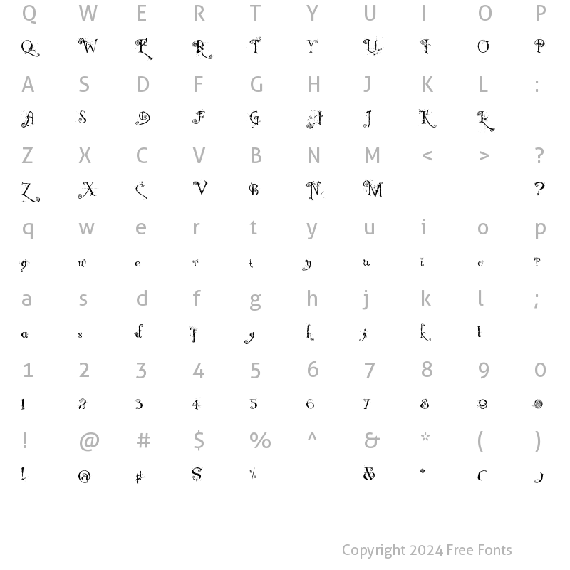 Character Map of Nemo Nightmares Regular