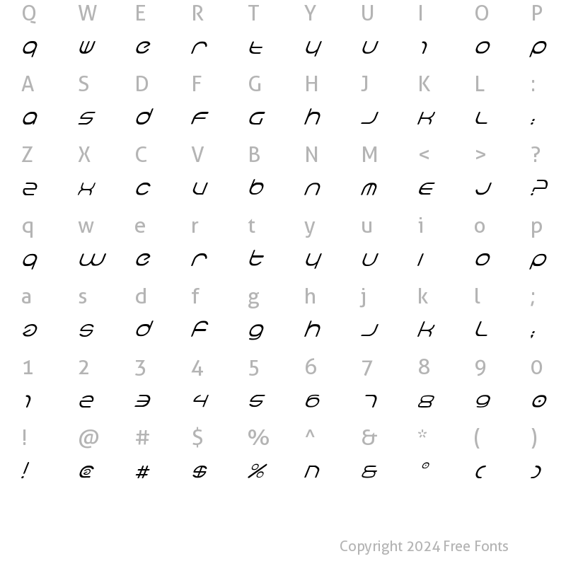 Character Map of neo-geo italic italic