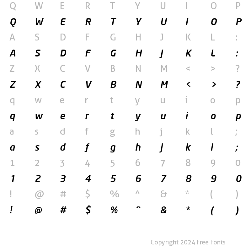 Character Map of Neo Sans Medium Italic