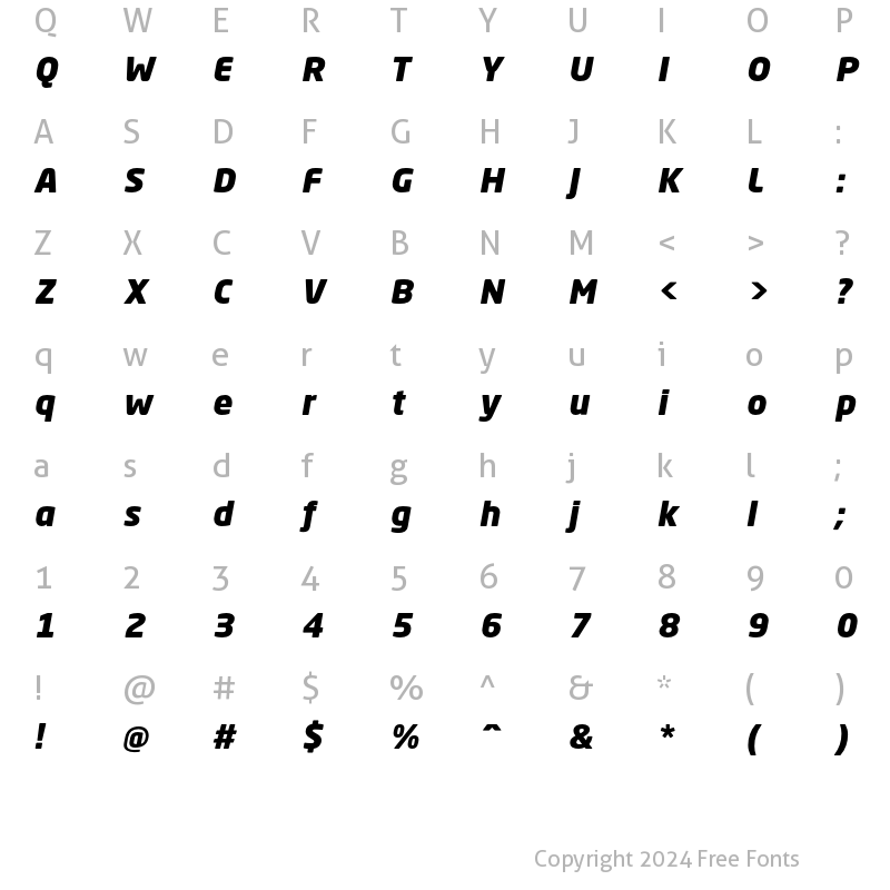 Character Map of Neo Sans Std Black Italic