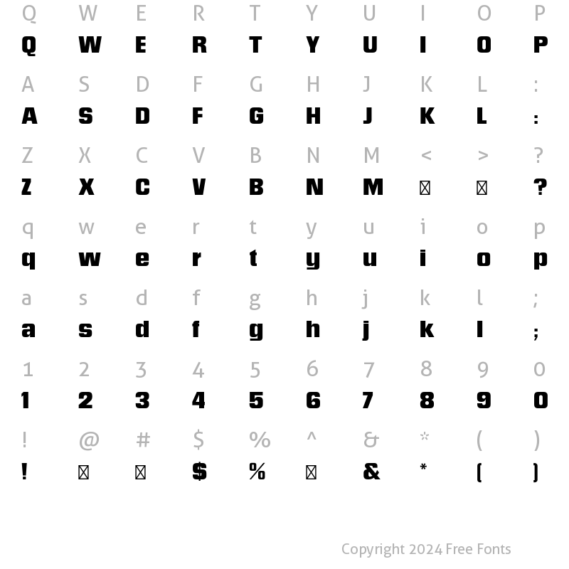 Character Map of Neographik MT Std Regular