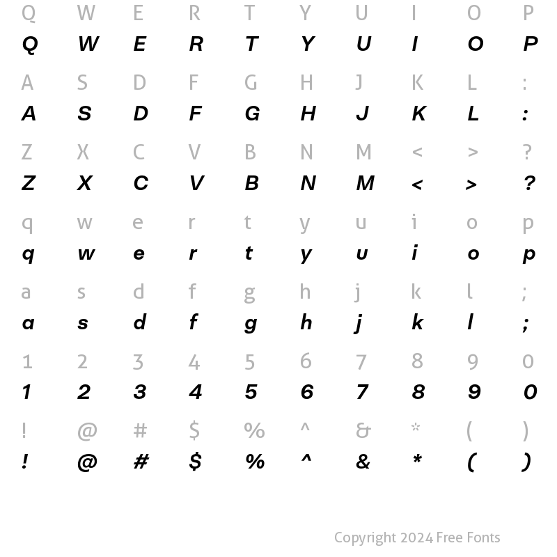 Character Map of Neogrotesk Ess Alt Bold It