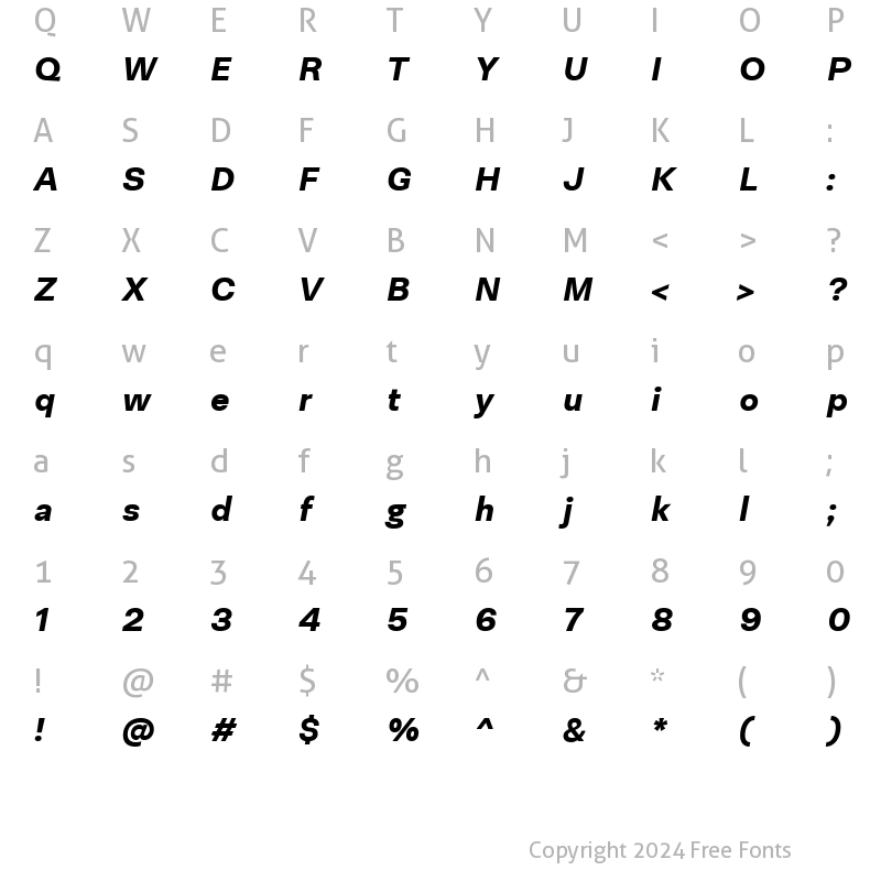 Character Map of Neogrotesk Pro Black It