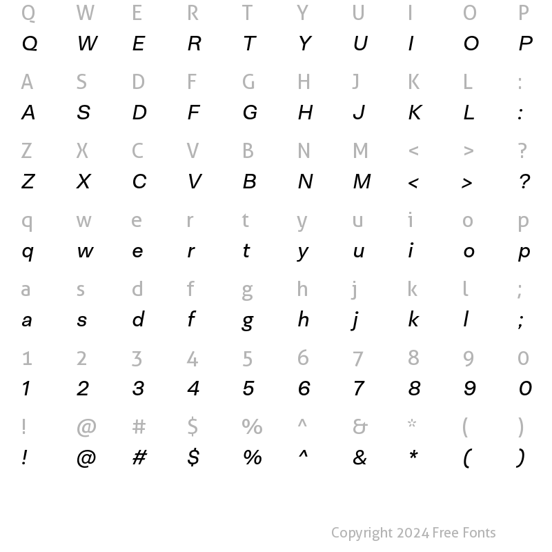 Character Map of Neogrotesk Pro Regular It