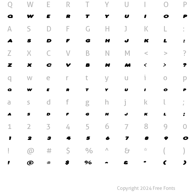 Character Map of NeonExtended Italic