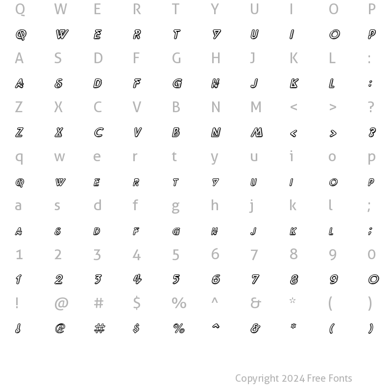 Character Map of Neonz Italic