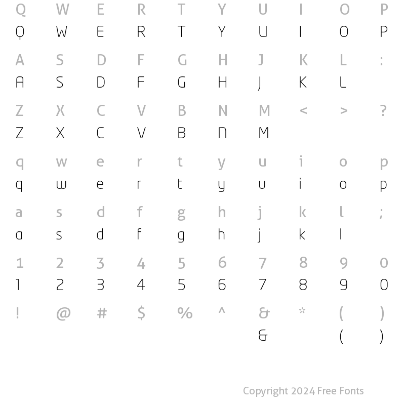 Character Map of NeoTech Light