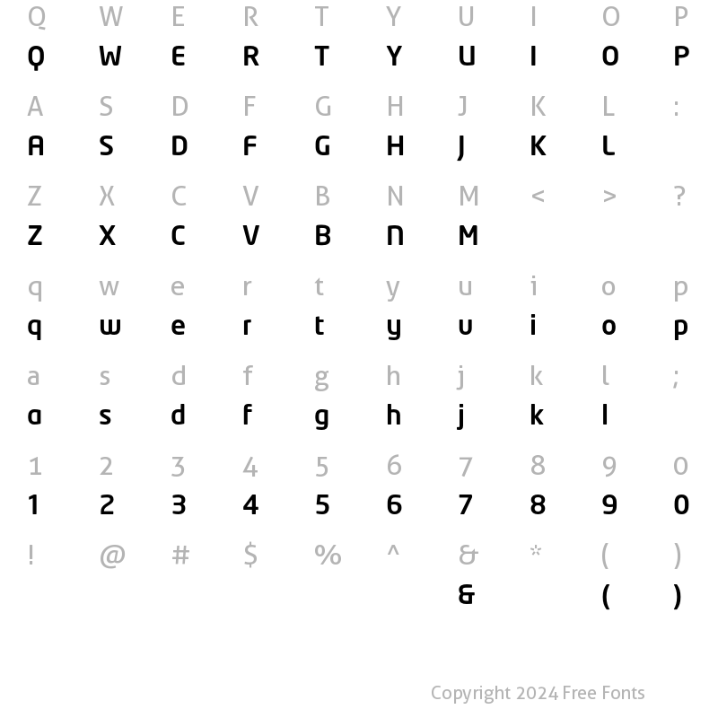 Character Map of NeoTech Medium