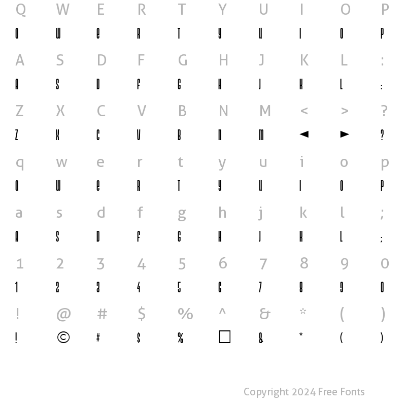 Character Map of Neotype DB Regular