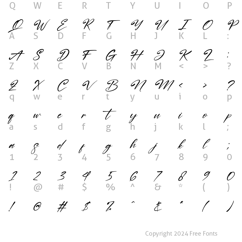 Character Map of Nestone Italic