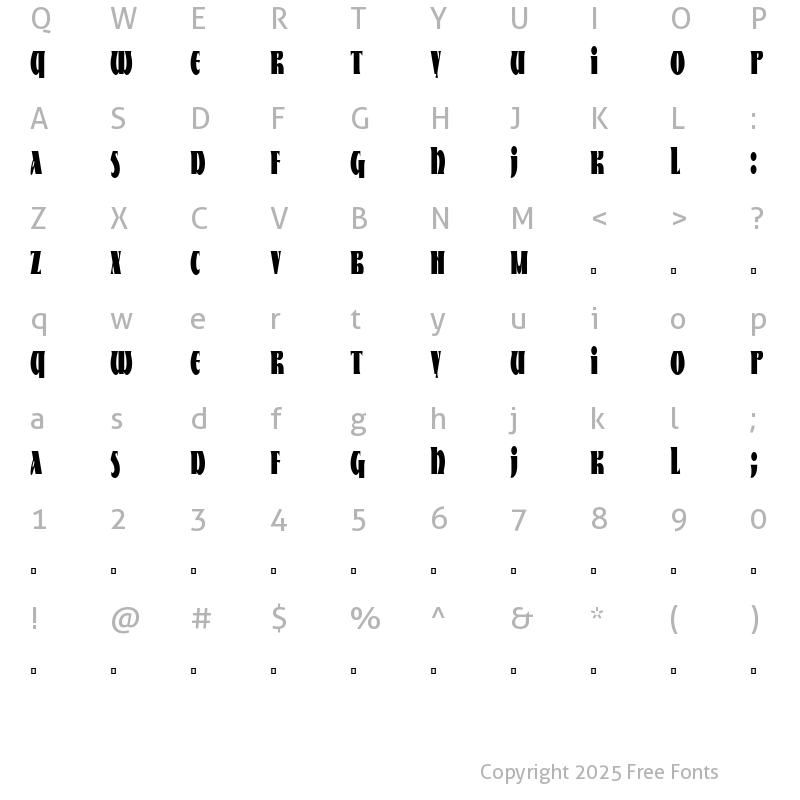 Character Map of Nestor Condensed Regular