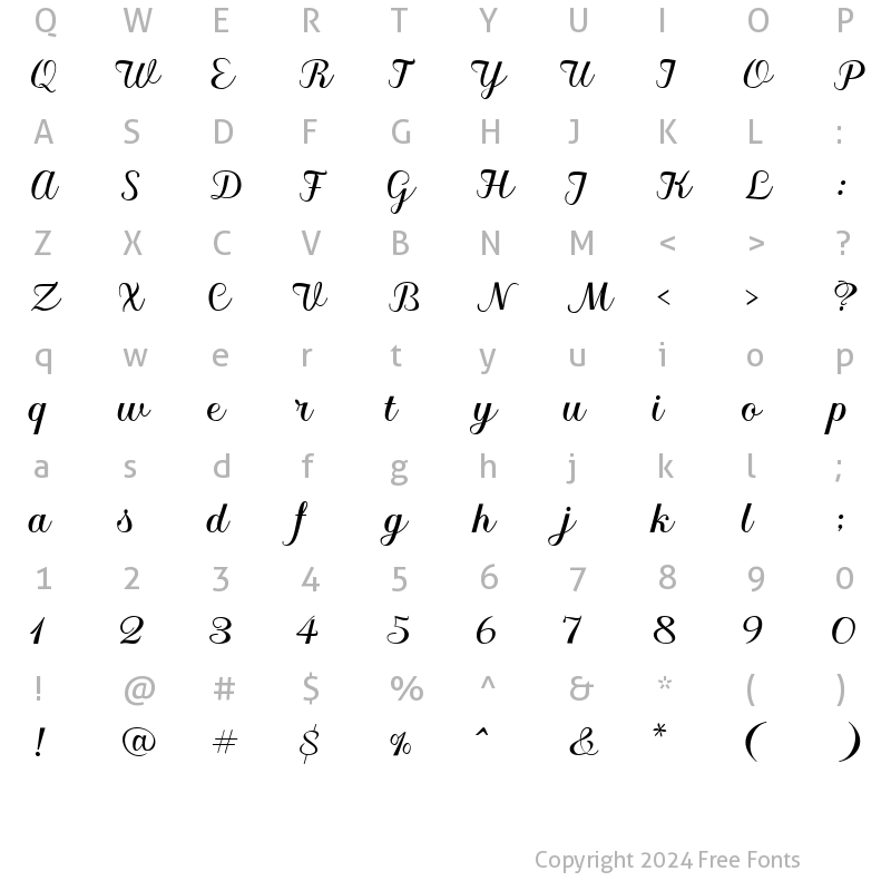 Character Map of Netashia Script Regular