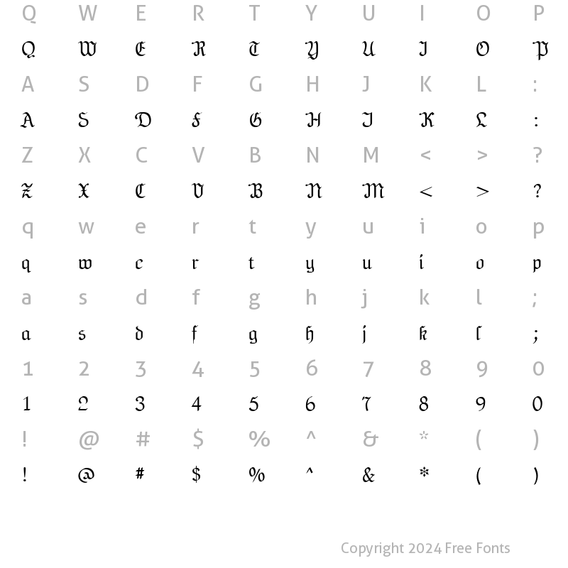 Character Map of NeuAltisch Regular