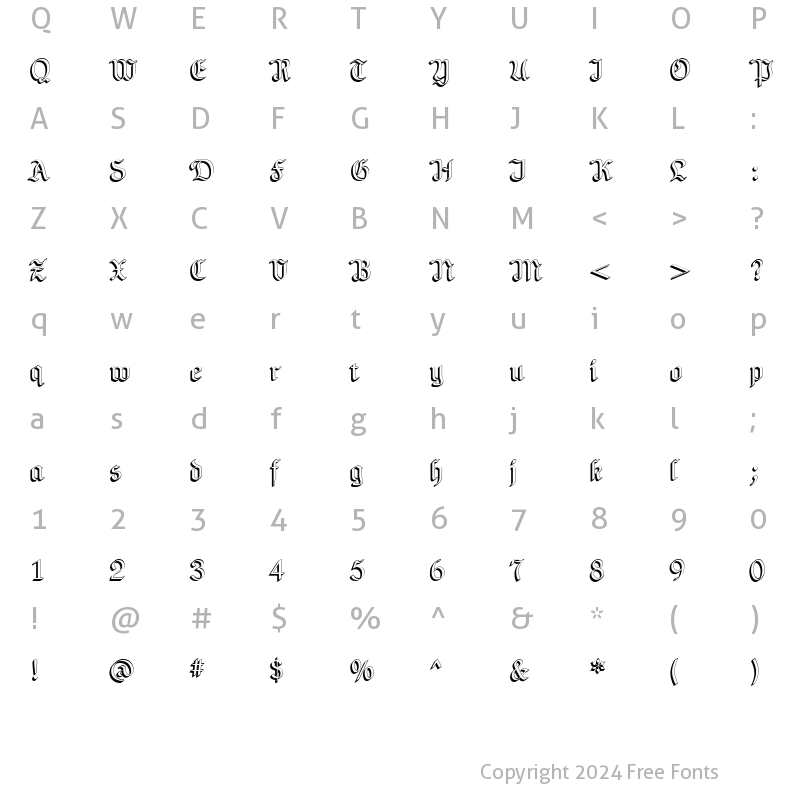 Character Map of NeuAltischShadLeft Regular