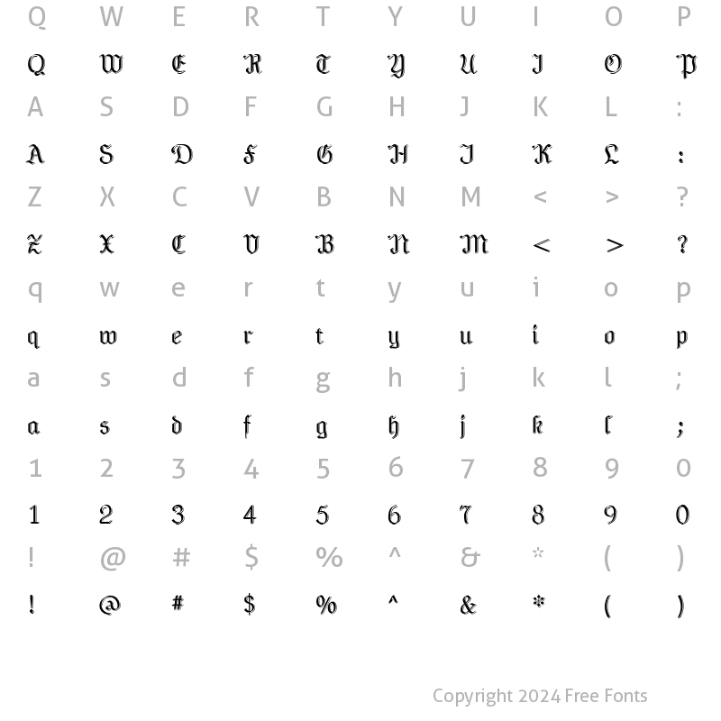 Character Map of NeuAltischShadow Regular