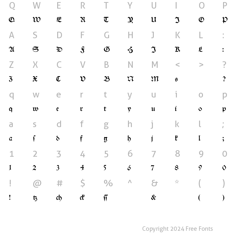 Character Map of Neue Schwabacher Regular