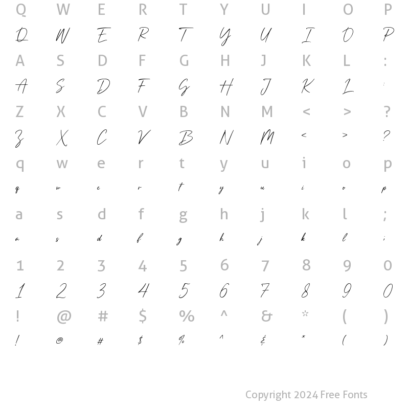 Character Map of Neug Asia Script Demo Regular