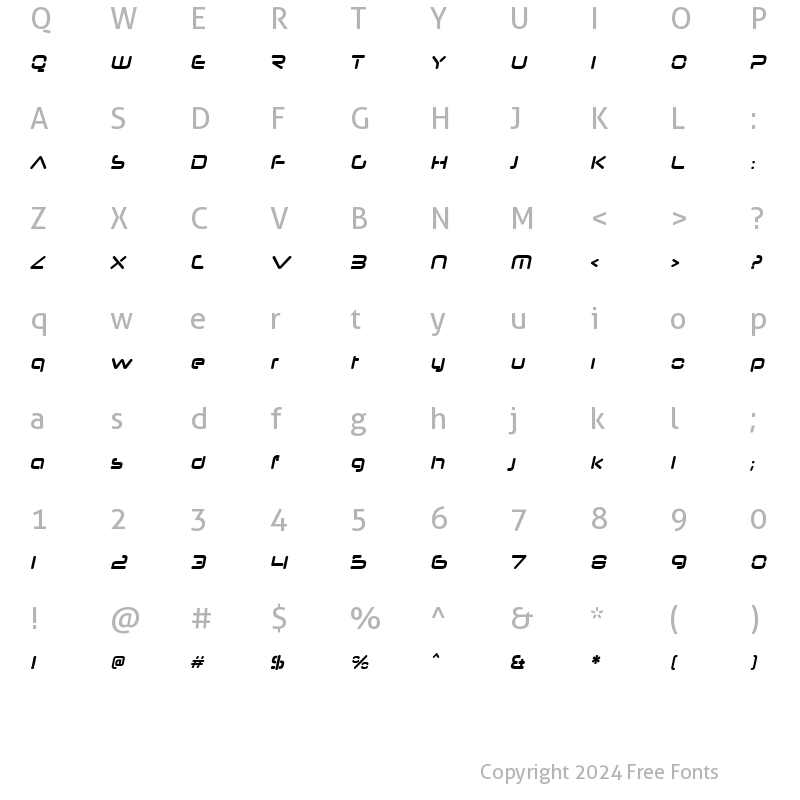 Character Map of Neuropol Nova Bold Italic