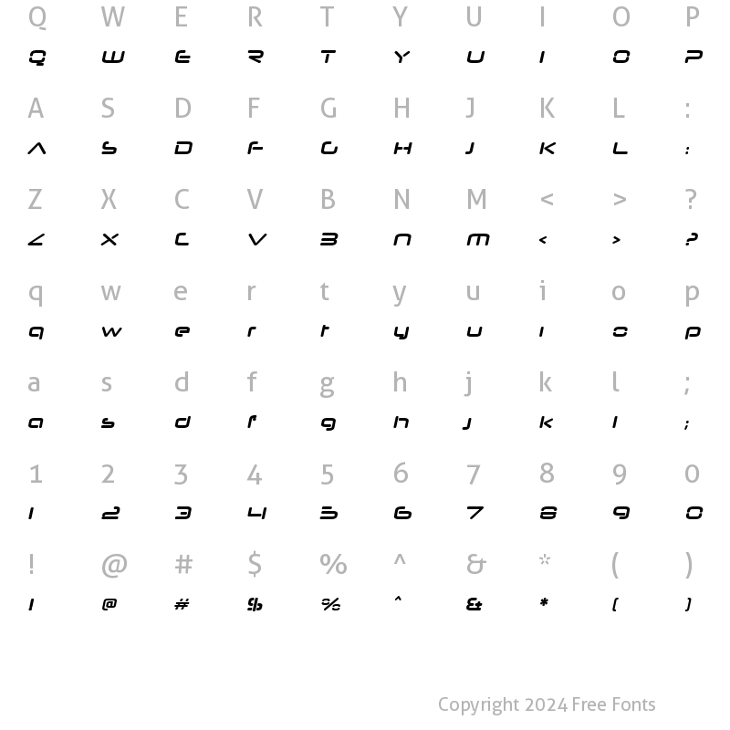 Character Map of Neuropol Nova Xp Bold Italic