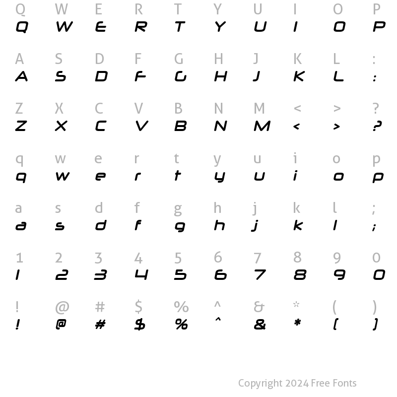 Character Map of Neuropol X Bold Italic