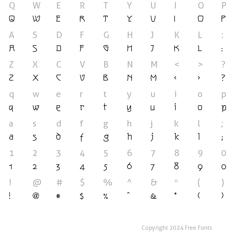 Character Map of NeuseidlerAntiqua LT Std Regular