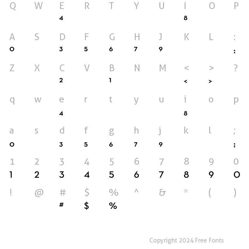 Character Map of Neutra Text Demi Frac