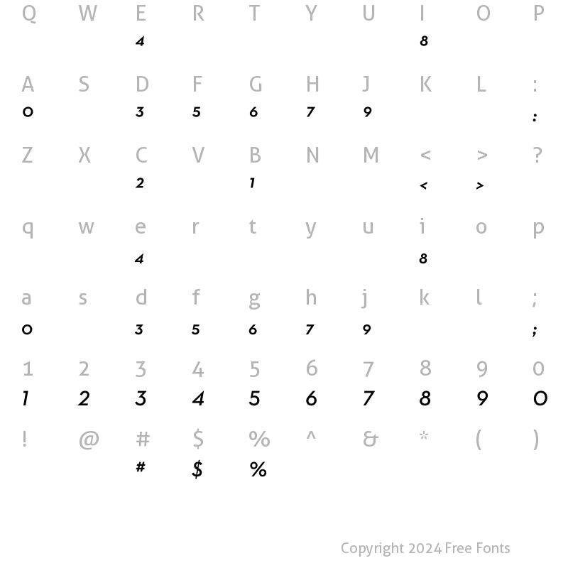 Character Map of Neutra Text Demi Italic Frac