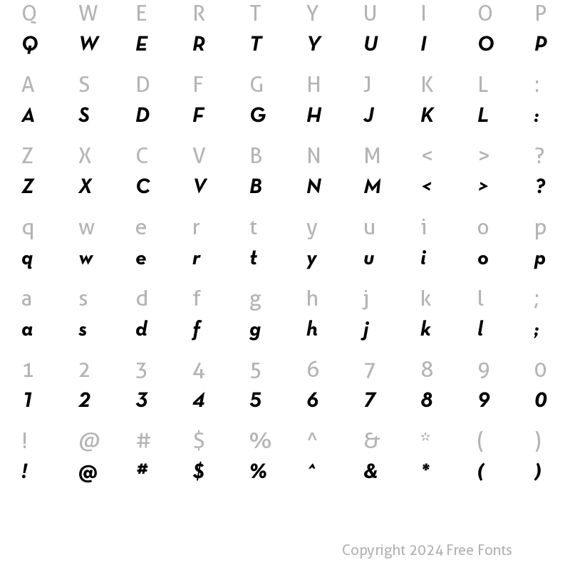 Character Map of Neutra Text TF Bold Italic Alt