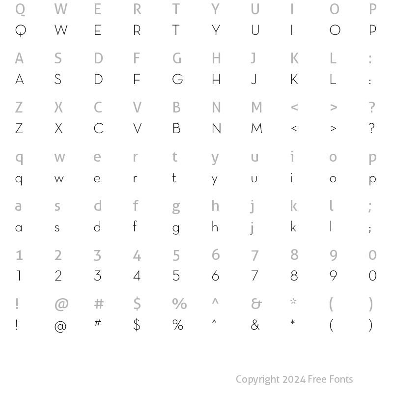 Character Map of Neutra Text TF Light Alt