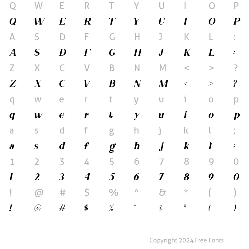 Character Map of Nevada Nevada_Italic