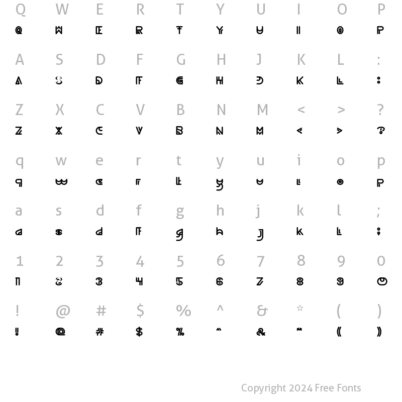 Character Map of NEVER ENDING MAZE Bold