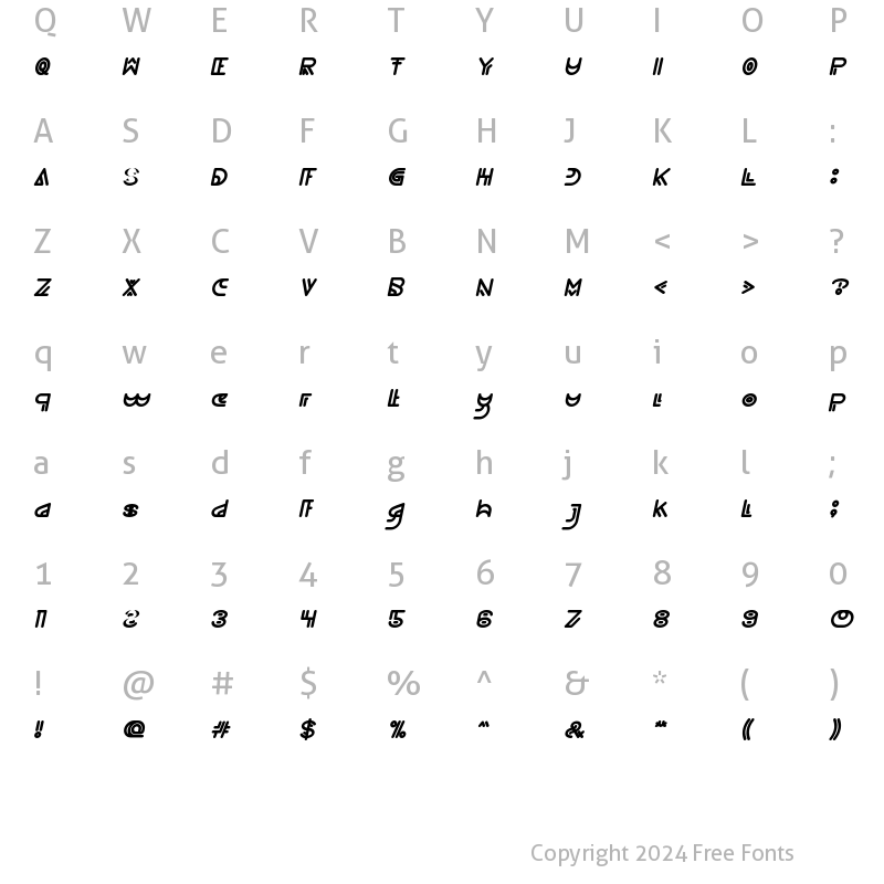 Character Map of NEVER ENDING MAZE Bold Italic