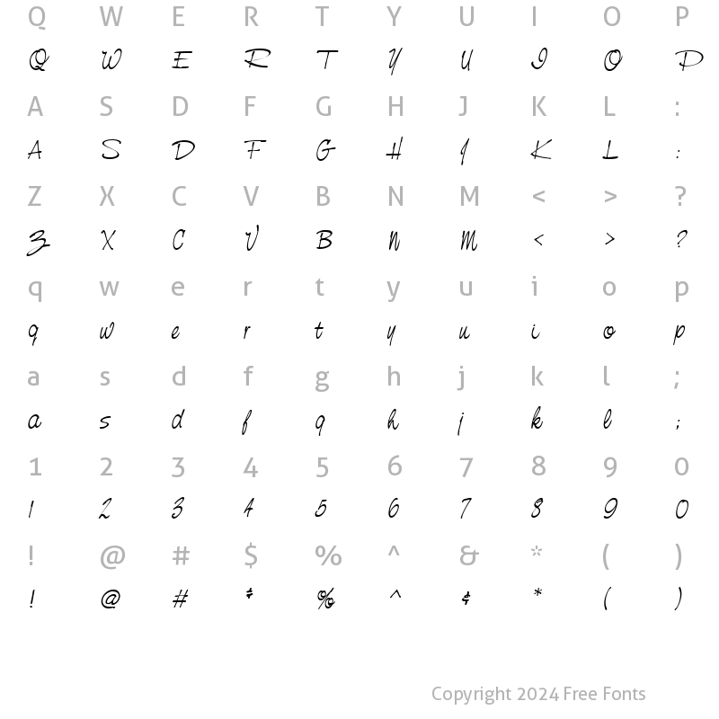 Character Map of NevilleScript Italic