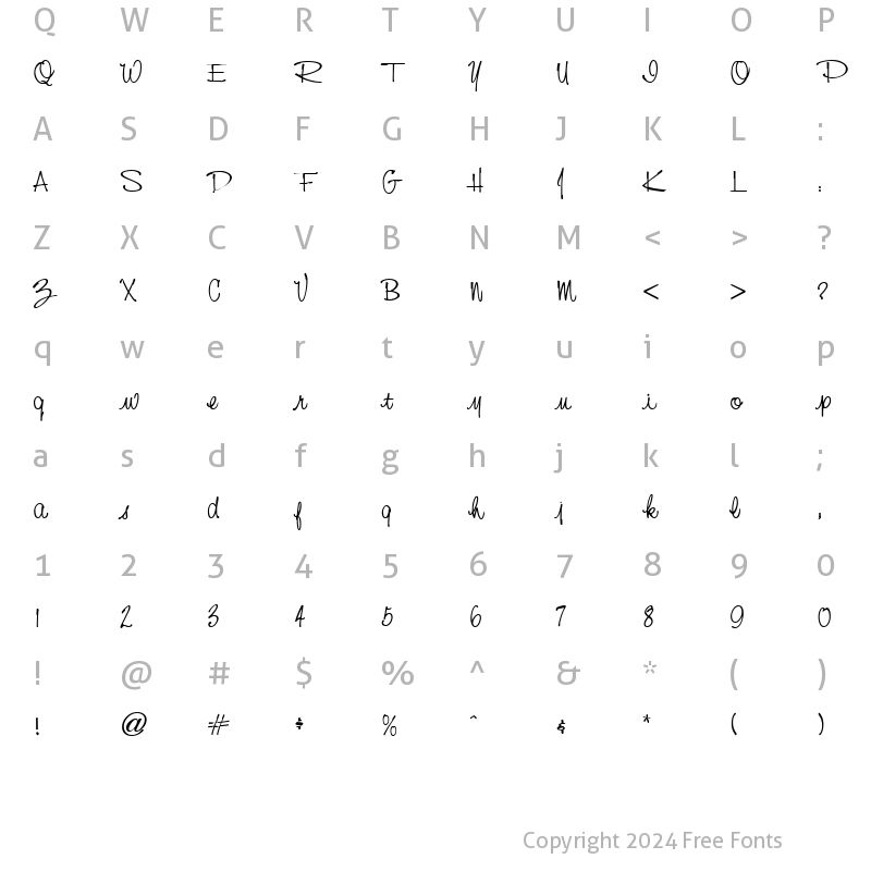 Character Map of Nevison Casual Script Regular