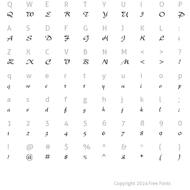 Character Map of New Berolina MT Std Regular