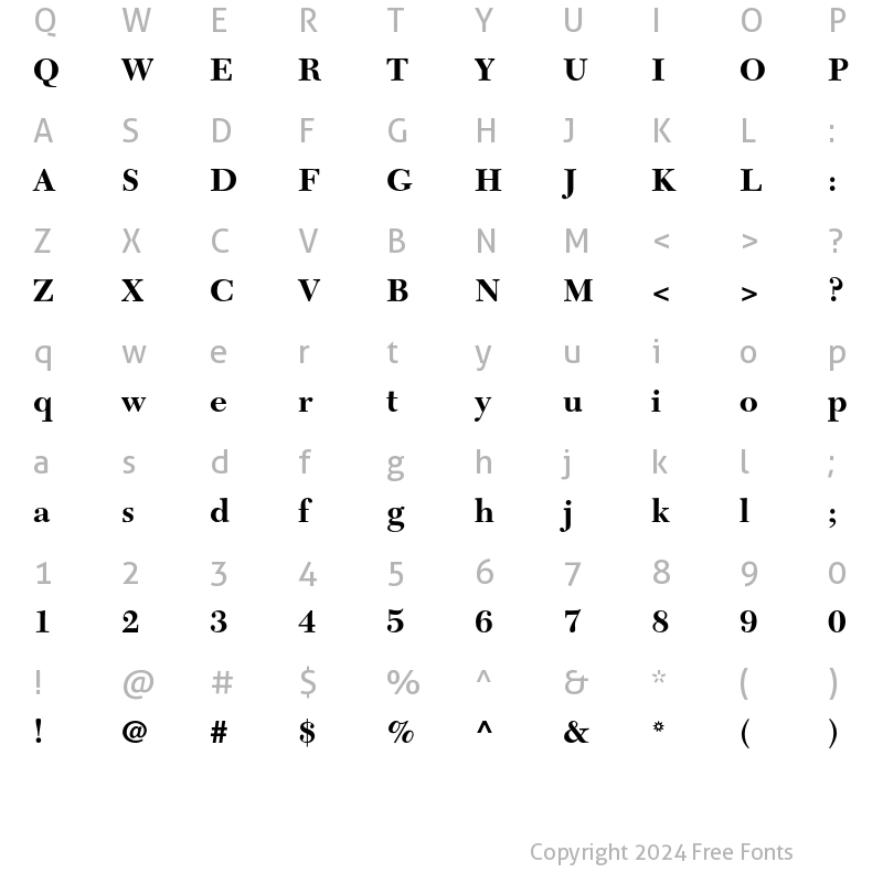 Character Map of New Caledonia LT Std Bold