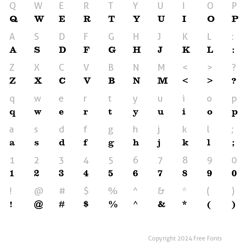 Character Map of New Clarendon MT Std Bold