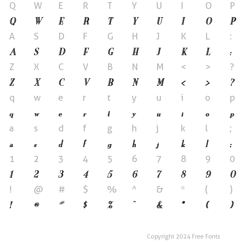 Character Map of New England Engraved BoldItalic