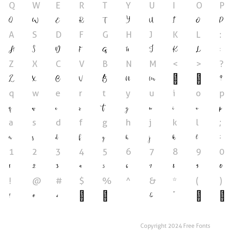 Character Map of New Font Regular