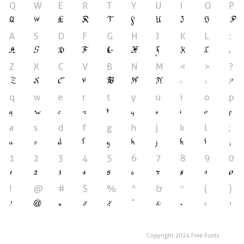 Character Map of New gothic Regular