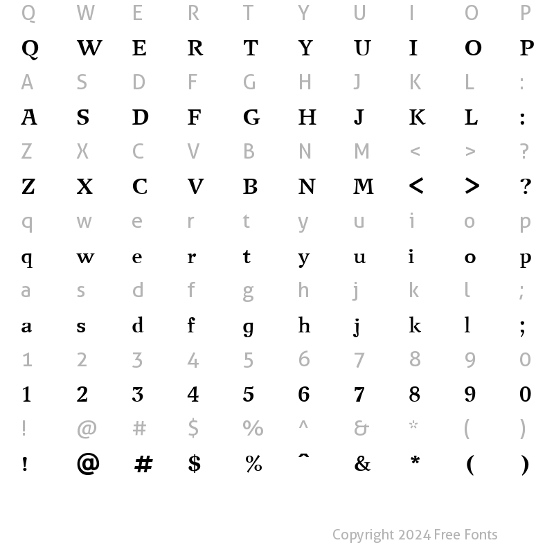 Character Map of New Journal Bold