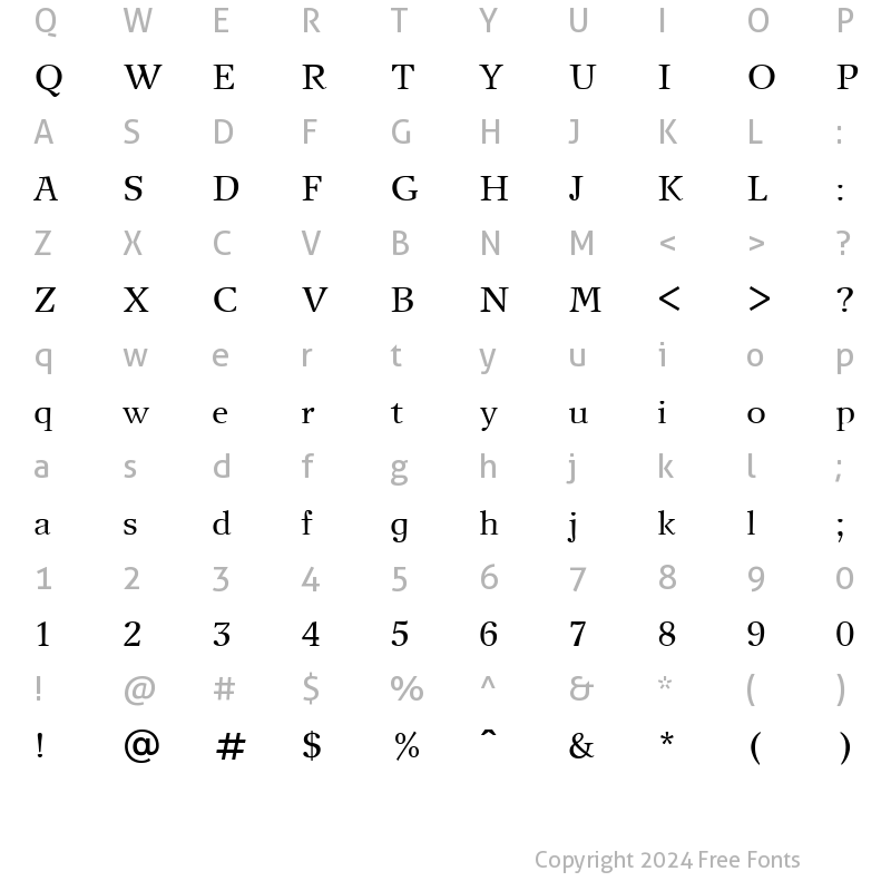 Character Map of New Journal Plain