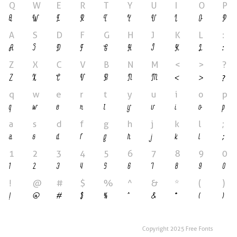 Character Map of New Monthego Regular