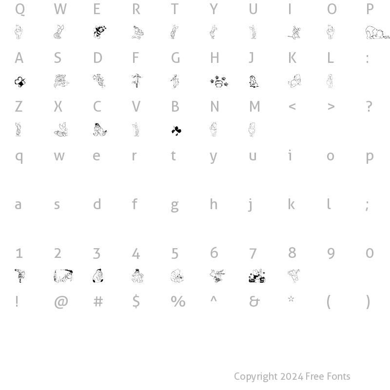 Character Map of New Pooh Regular