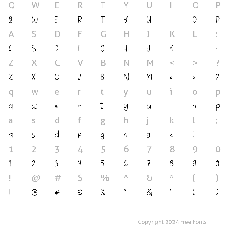 Character Map of New School Regular